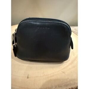 Coach Classic Vintage Dome Black‎  Leather Legacy Rare Zip Coin Purse Cosmetic